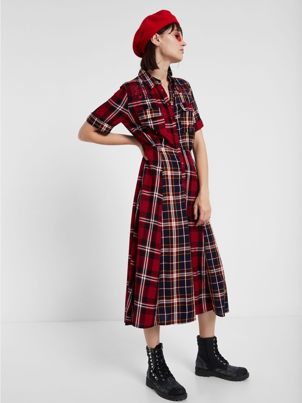 DESIGUAL ROSADA CHECKED DRESS Size  38/6